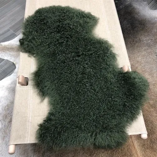 Mongolian | Sheepskin Throw | Olive