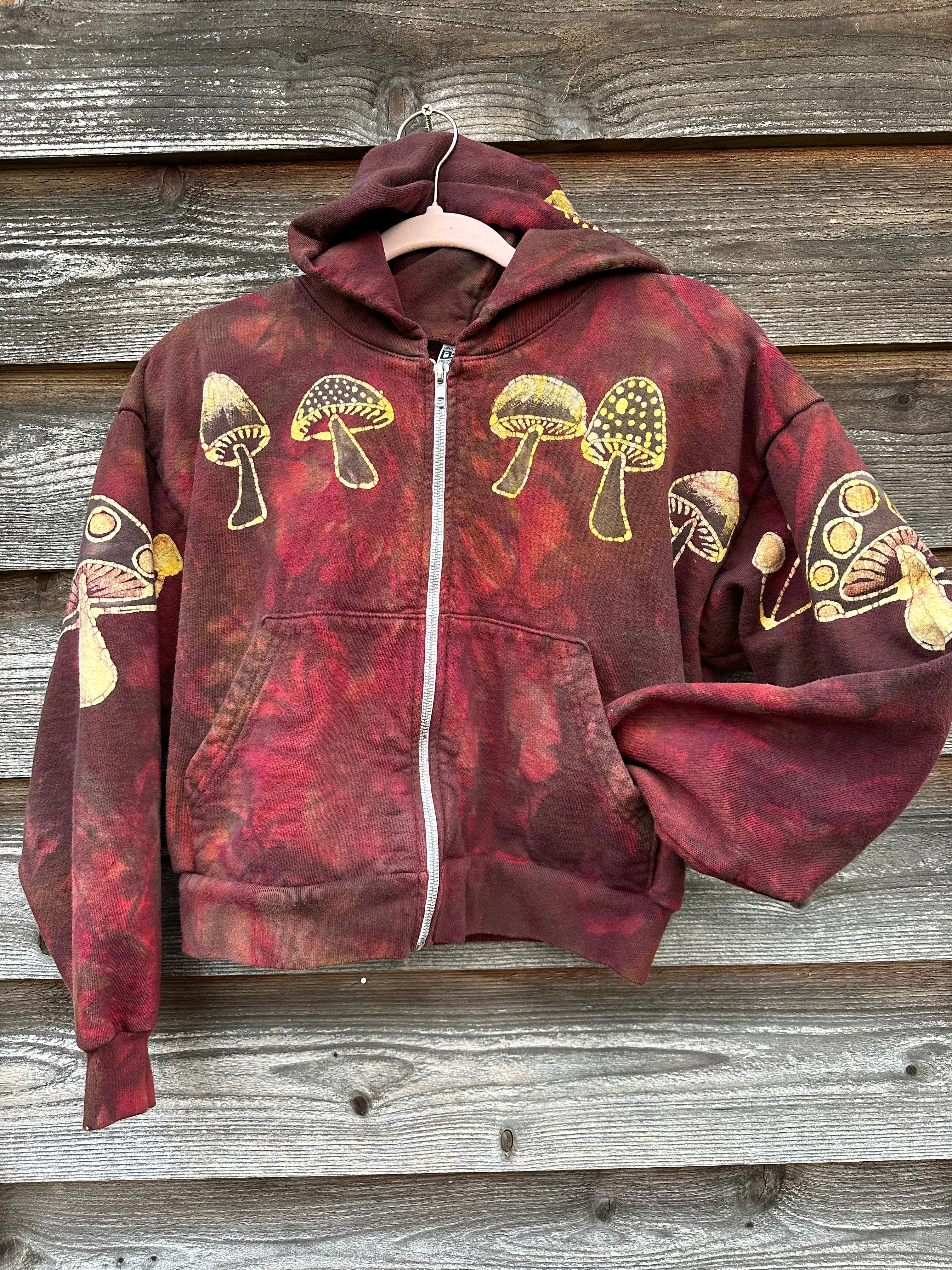 Mushroom Hunter Batik Hoodie - Fire Red