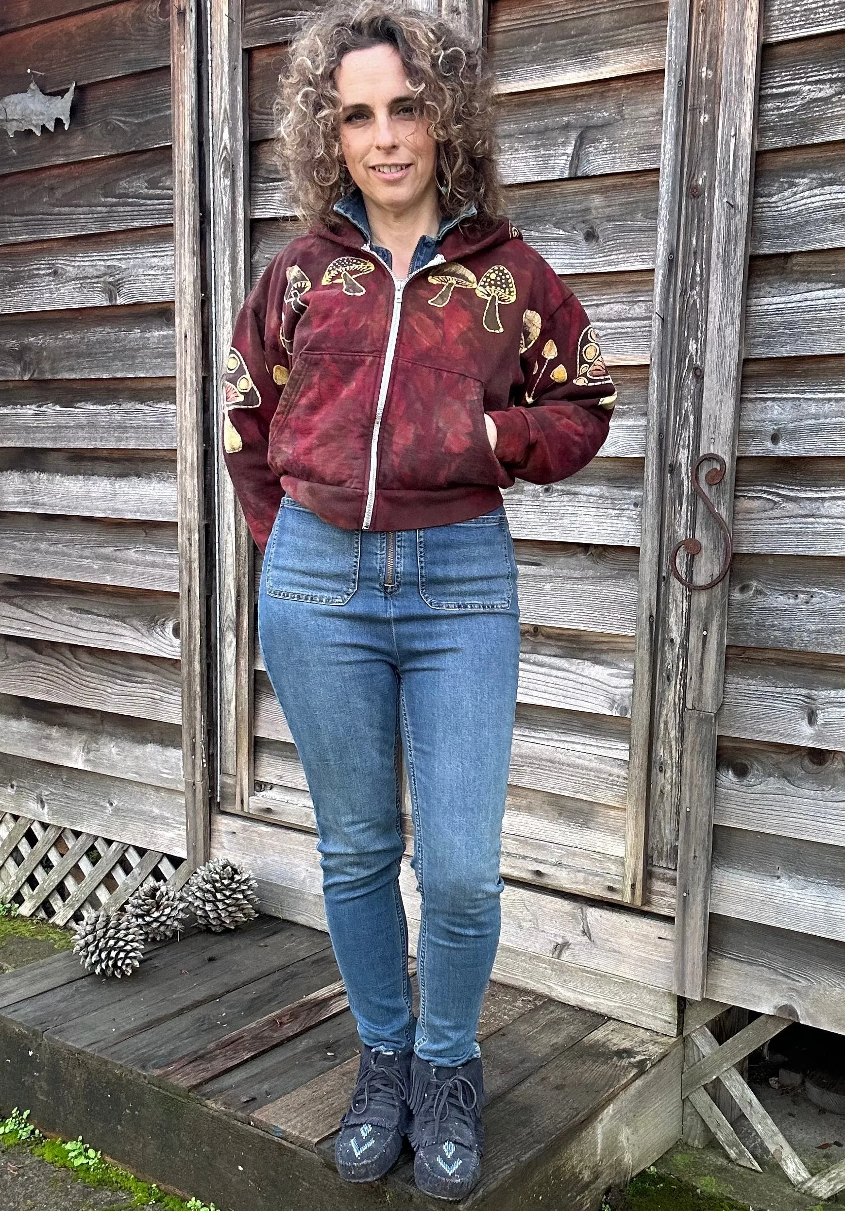 Mushroom Hunter Batik Hoodie - Fire Red