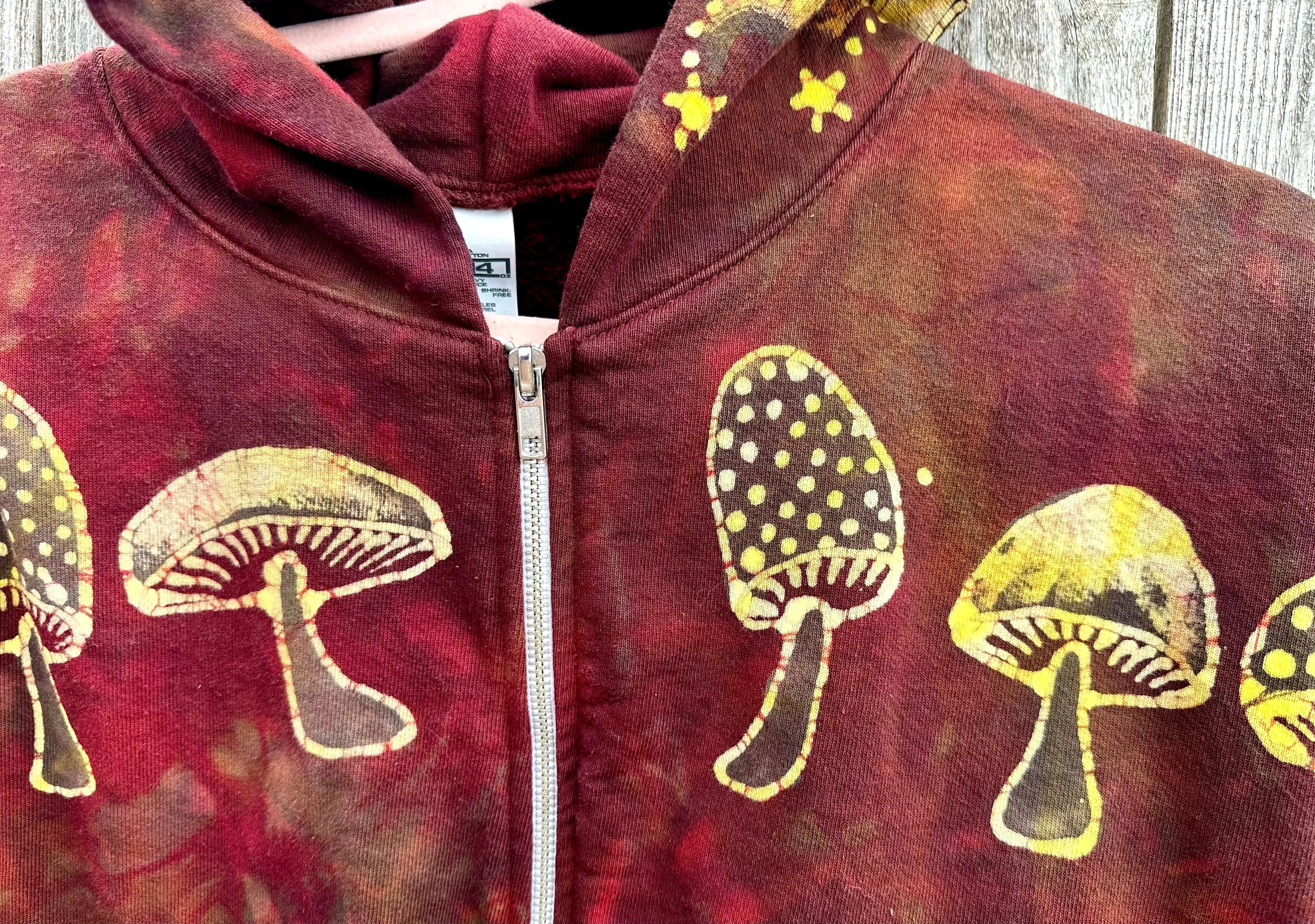 Mushroom Hunter Batik Hoodie - Fire Red