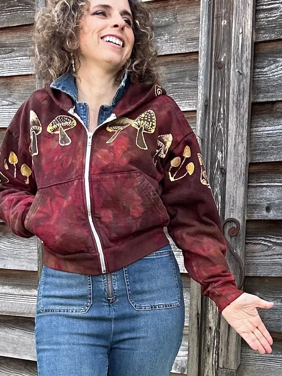 Mushroom Hunter Batik Hoodie - Fire Red
