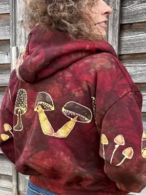 Mushroom Hunter Batik Hoodie - Fire Red