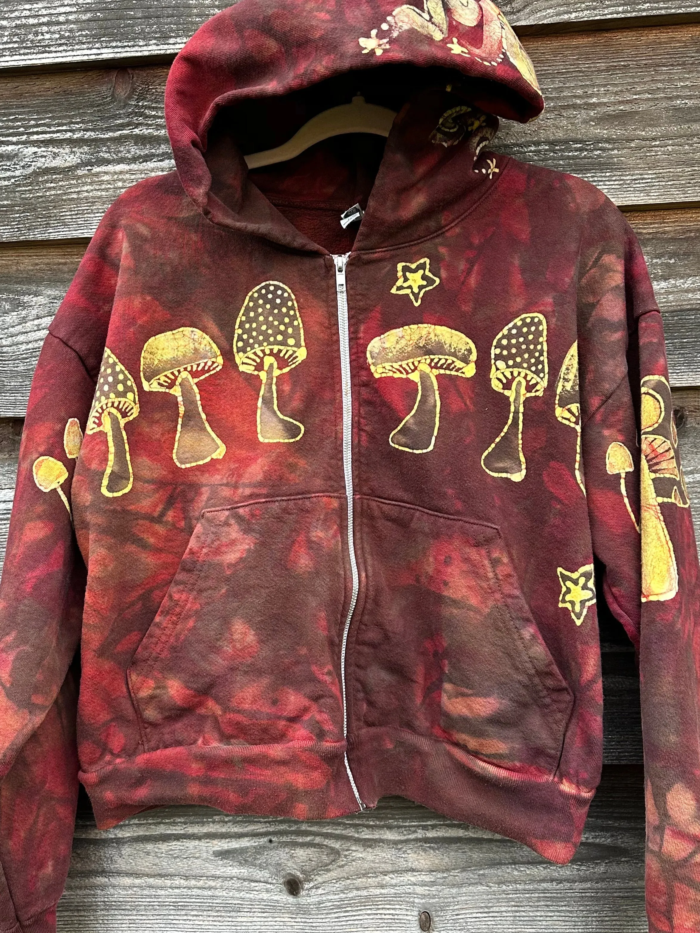 Mushroom Hunter Batik Hoodie - Fire Red