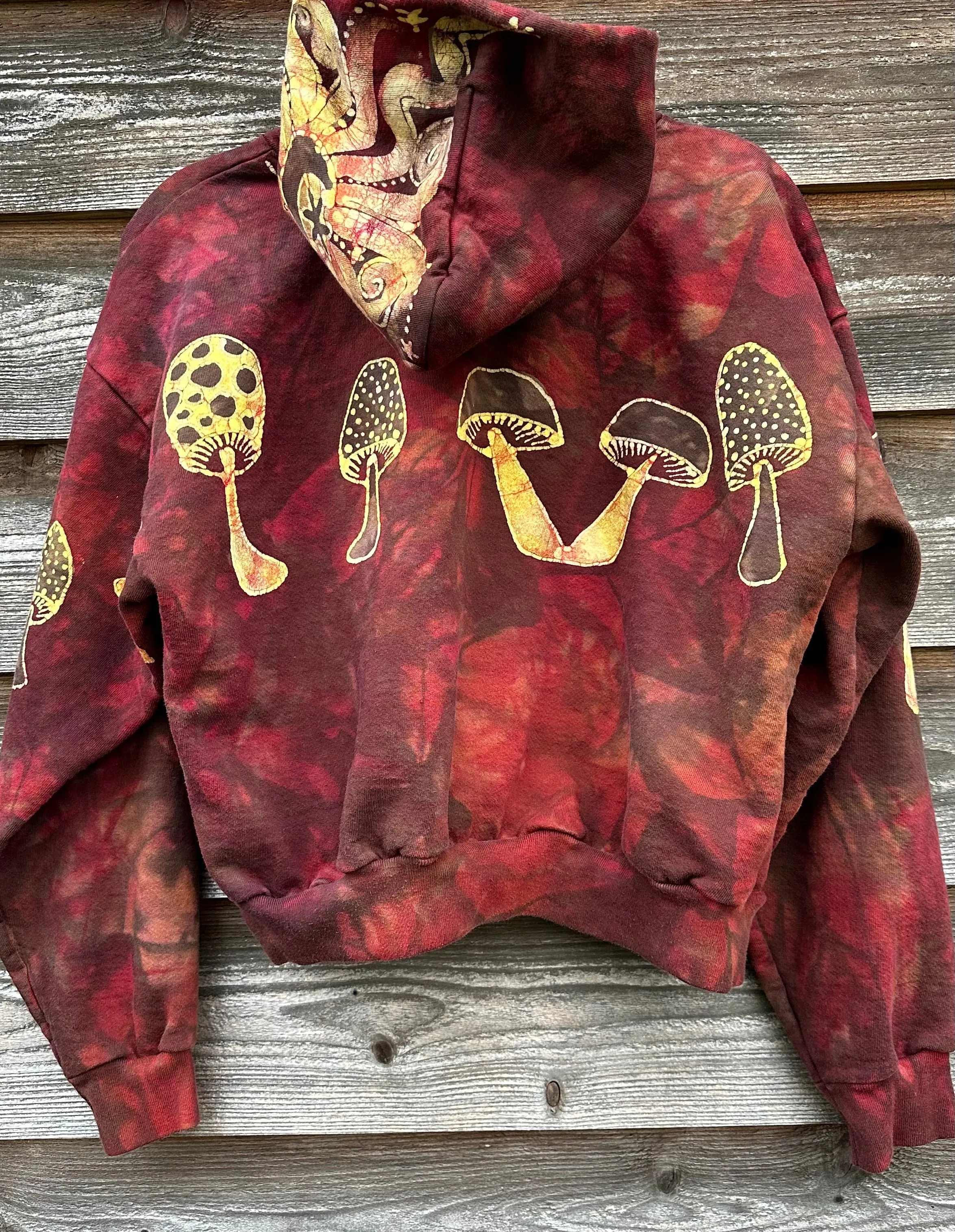 Mushroom Hunter Batik Hoodie - Fire Red