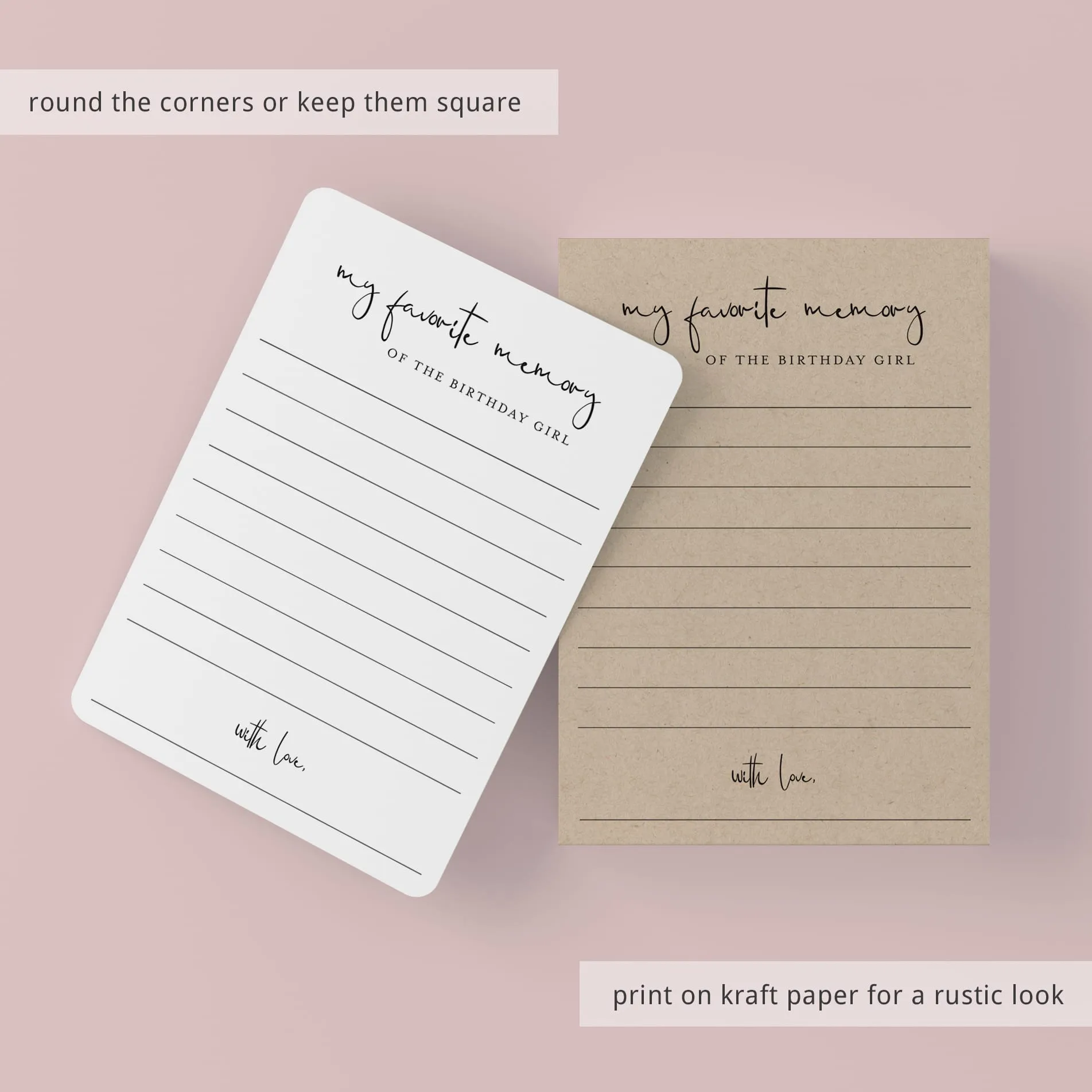 My Favorite Memory of the Birthday Girl Cards Printable