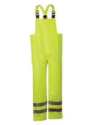 National Safety Apparel 2X Fluorescent Yellow Arc H2O Cotton And Polyurethane Rain Bib Pants With Snap Fly Front Closure And Silver Reflective Stripe