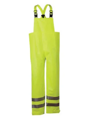 National Safety Apparel 2X Fluorescent Yellow Arc H2O Cotton And Polyurethane Rain Bib Pants With Snap Fly Front Closure And Silver Reflective Stripe