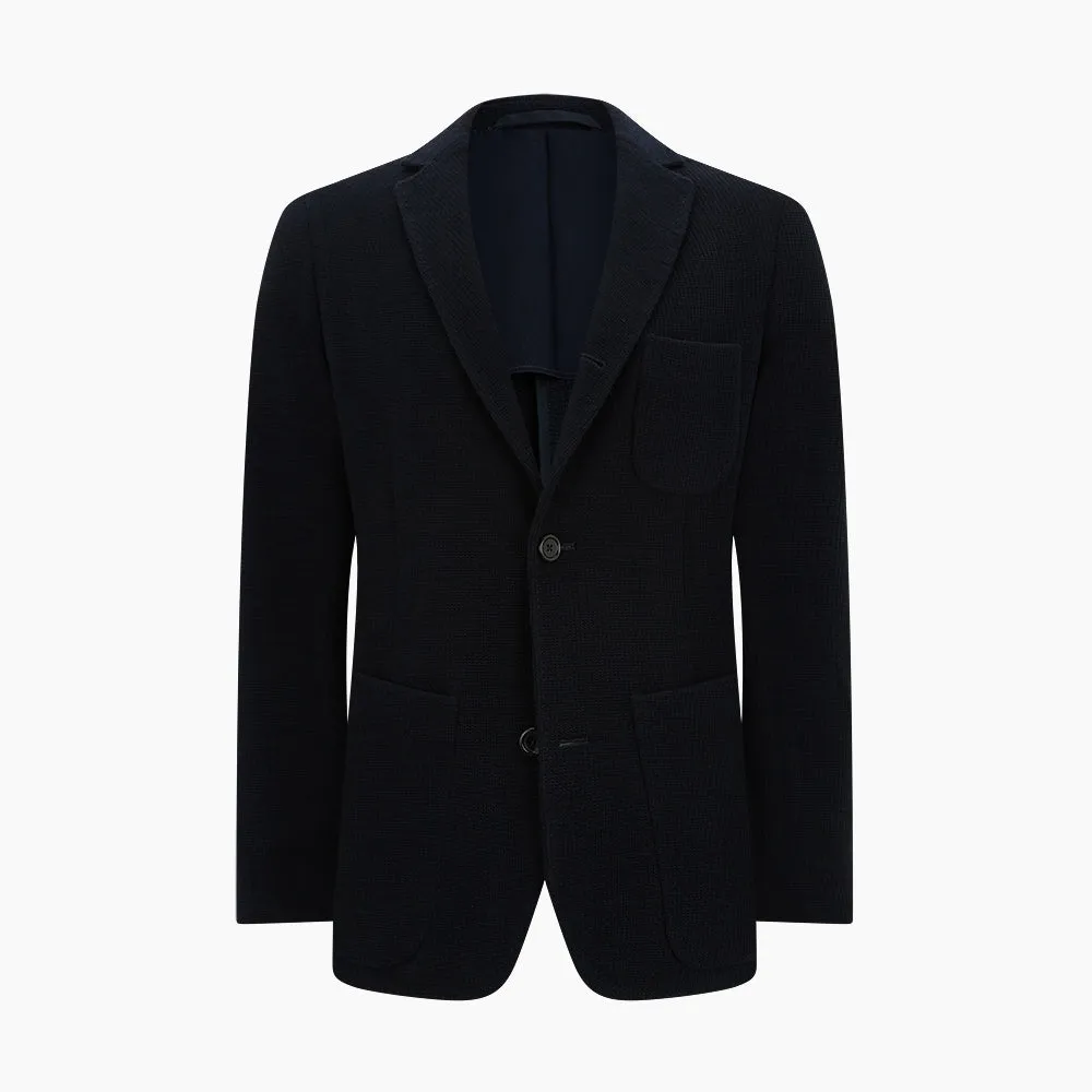 NAVY KNITTED CAMBRIDGE BLAZER