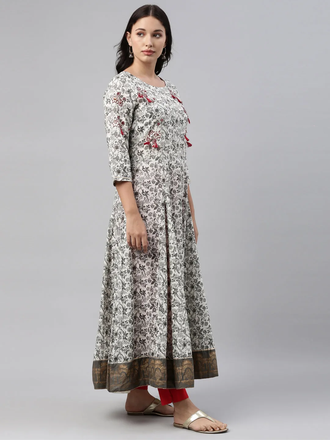 Neeru's Gray Color Cotton Fabric Tunic