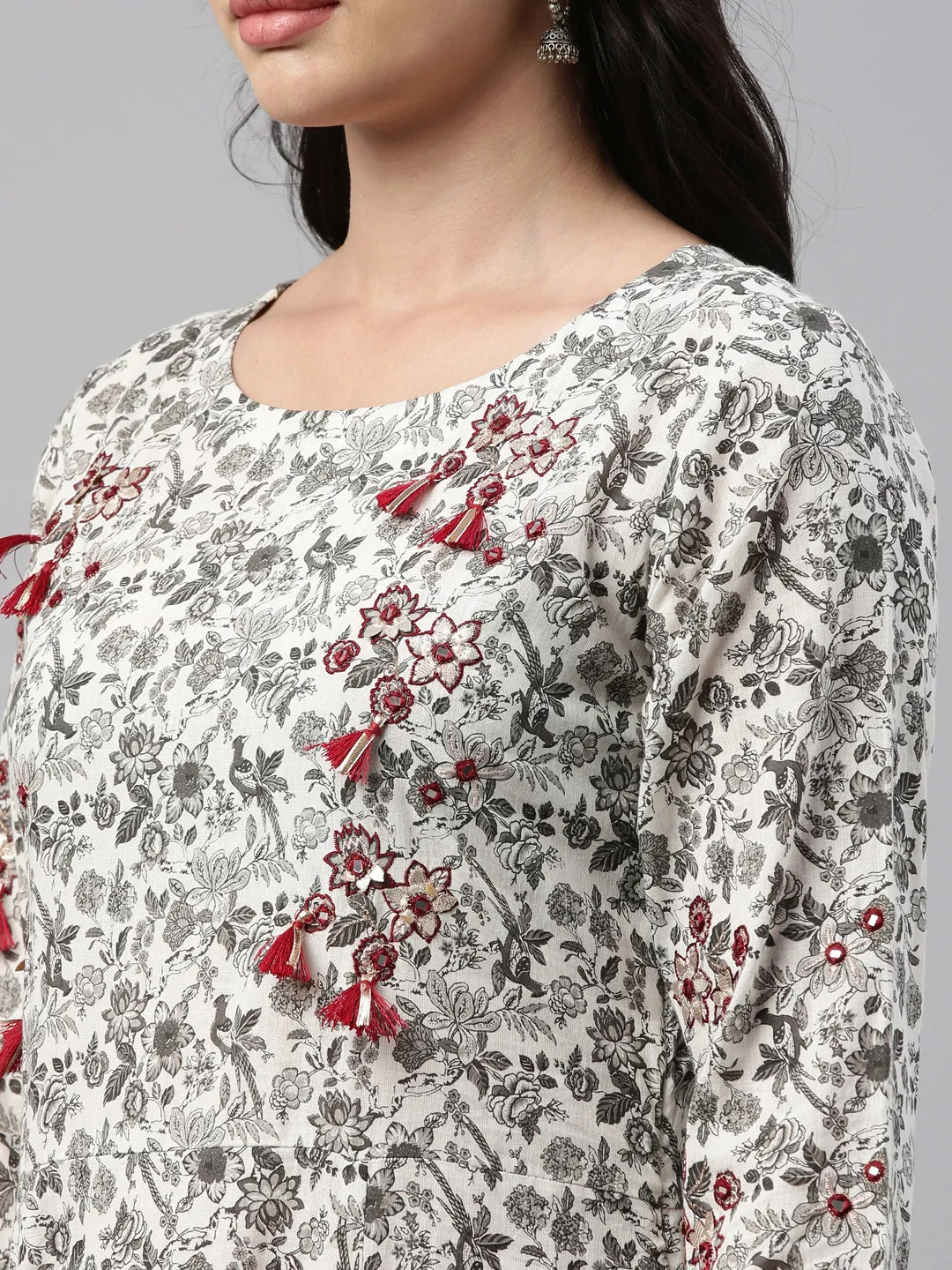 Neeru's Gray Color Cotton Fabric Tunic