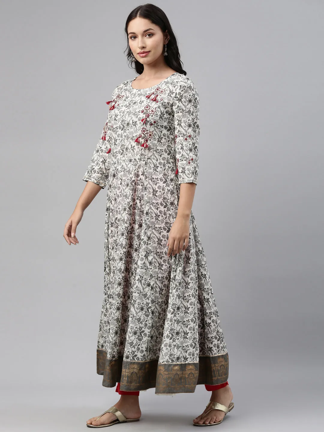 Neeru's Gray Color Cotton Fabric Tunic
