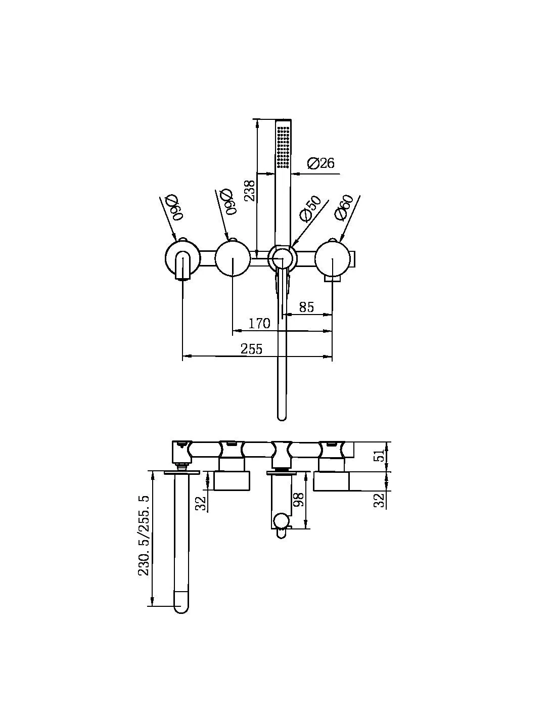 Nero Kara Progressive Shower System Separate Plate With Spout (Trim Kit Only) - Brushed Nickel