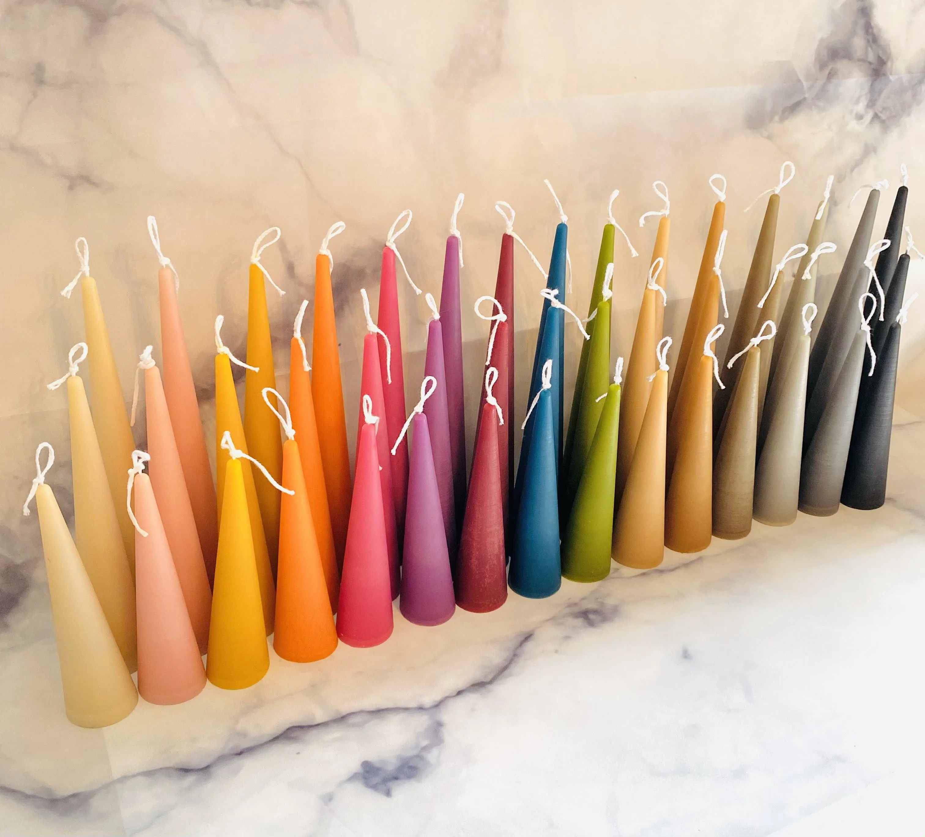 Neutrals Slim Cone Taper Beeswax Candle: Pumpkin / Tall