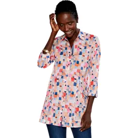 NIC ZOE Checked Up Long Crinkle Shirt - Women's
