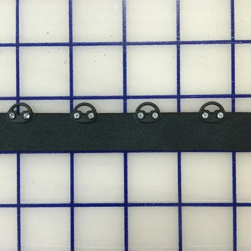 Non-Metallic Trim - 1-inch Eyelet Trim with Rhinestones Black Close-Out