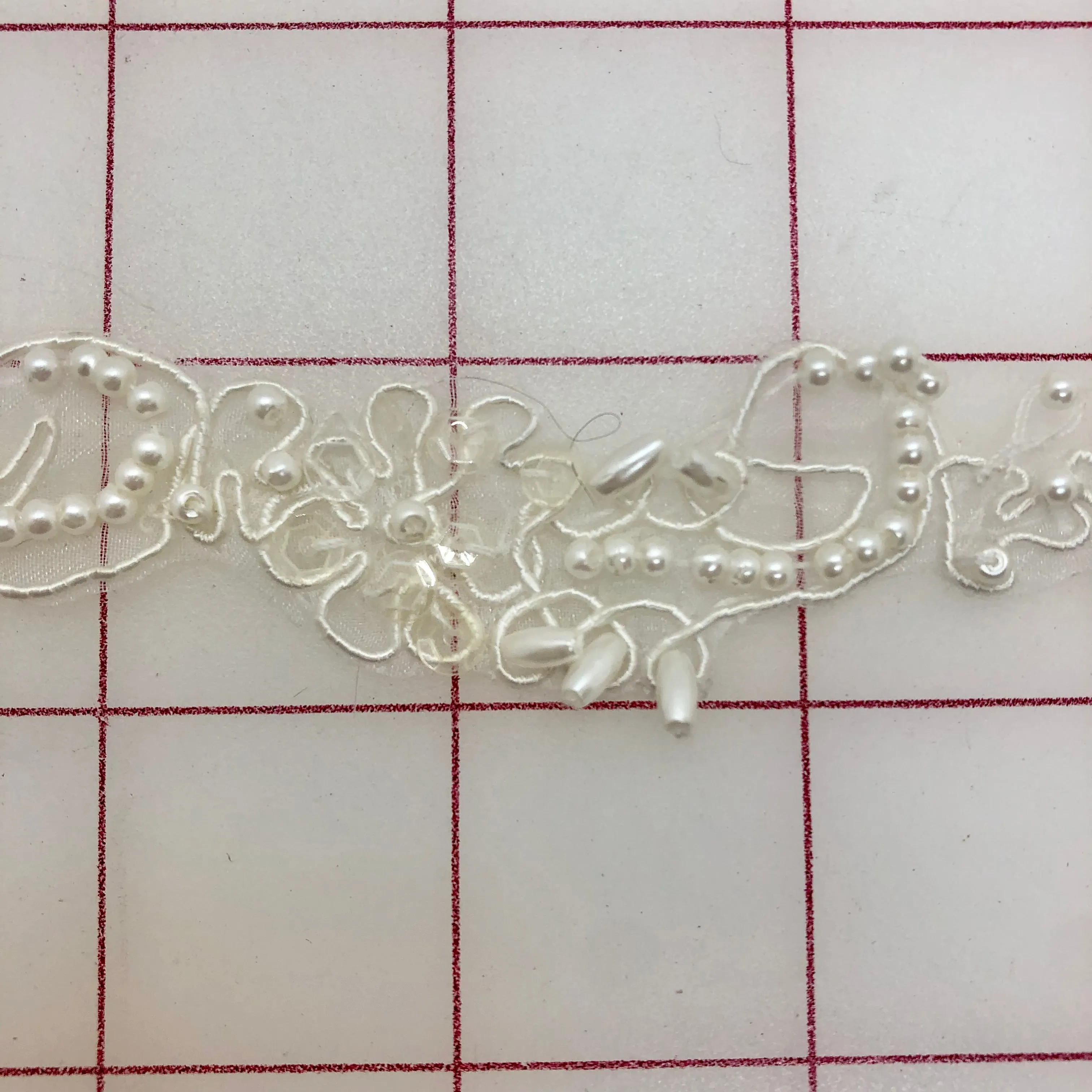 Non-Metallic Trim - 1-inch  Sequined and Beaded Winter White