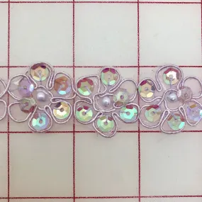 Non-Metallic Trim - 1-inch  Sequined Flower Trim Lavender