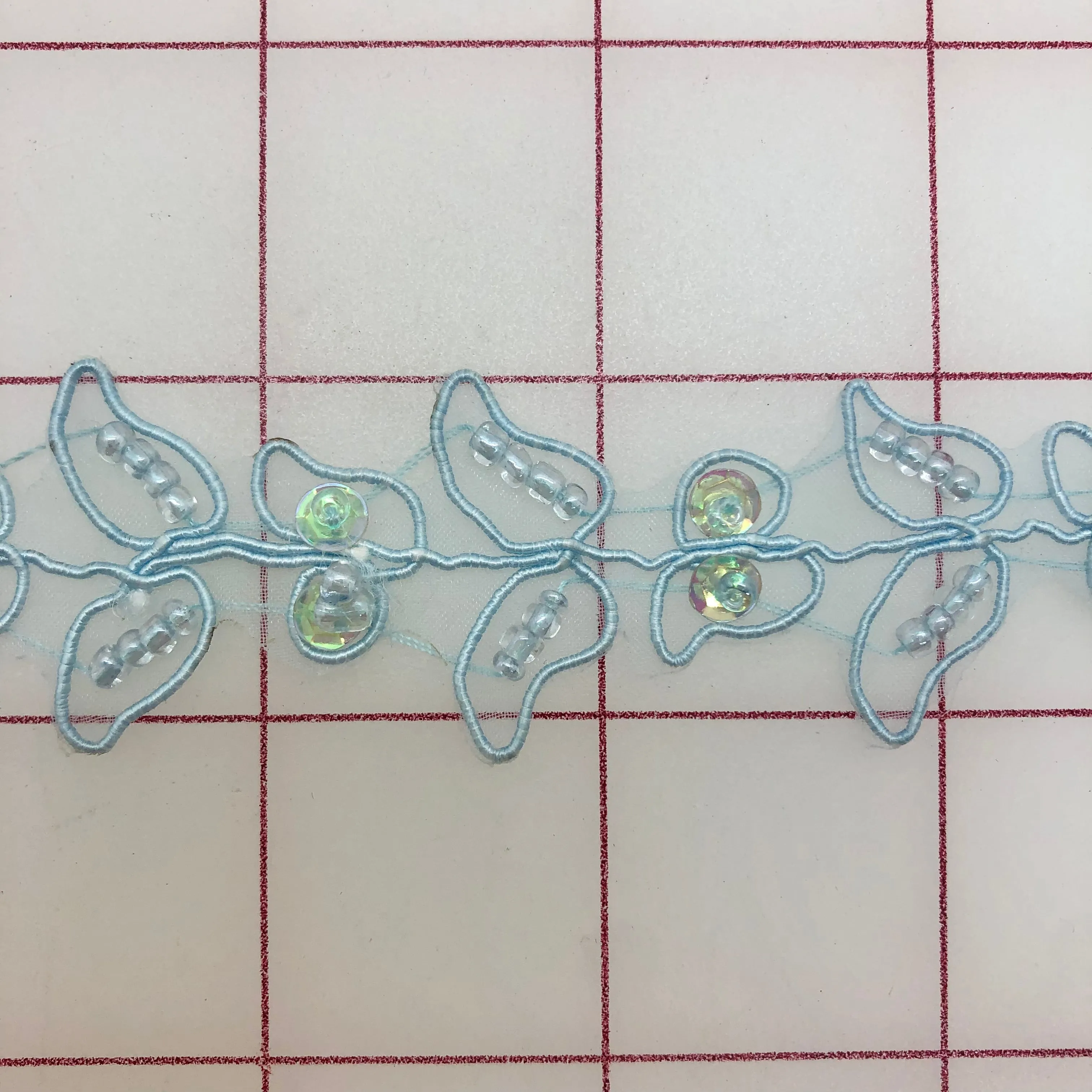 Non-Metallic Trim - 1-inch  Sequined Trim Light Blue