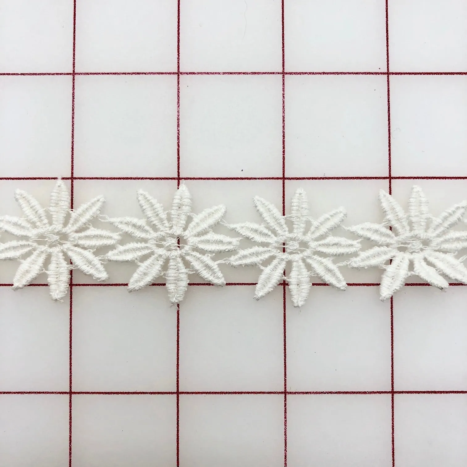 Non-Metallic Trim - 1-inch wide Vintage White Flower Motif Close-Out