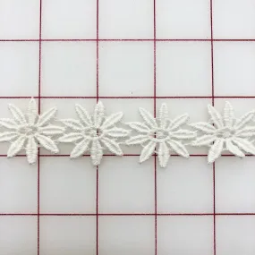 Non-Metallic Trim - 1-inch wide Vintage White Flower Motif Close-Out