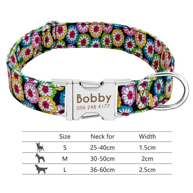 Nylon Custom Engraved Dog Collar w/ Reflective Nameplate