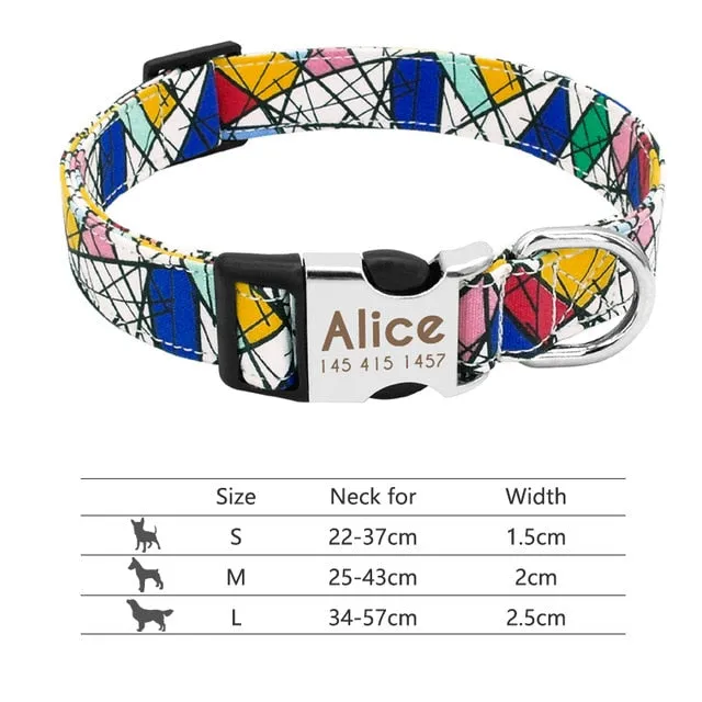 Nylon Custom Engraved Dog Collar w/ Reflective Nameplate
