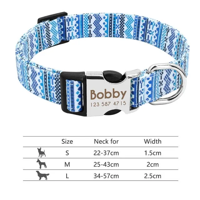 Nylon Custom Engraved Dog Collar w/ Reflective Nameplate