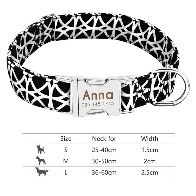 Nylon Custom Engraved Dog Collar w/ Reflective Nameplate