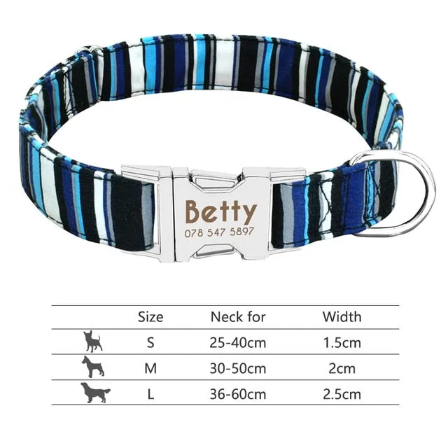 Nylon Custom Engraved Dog Collar w/ Reflective Nameplate