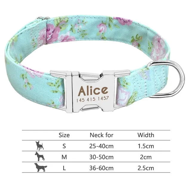 Nylon Custom Engraved Dog Collar w/ Reflective Nameplate