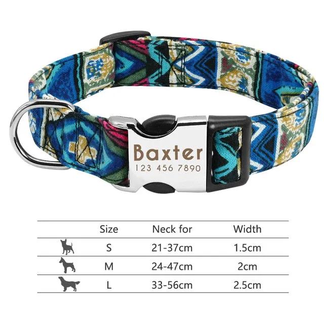 Nylon Custom Engraved Dog Collar w/ Reflective Nameplate