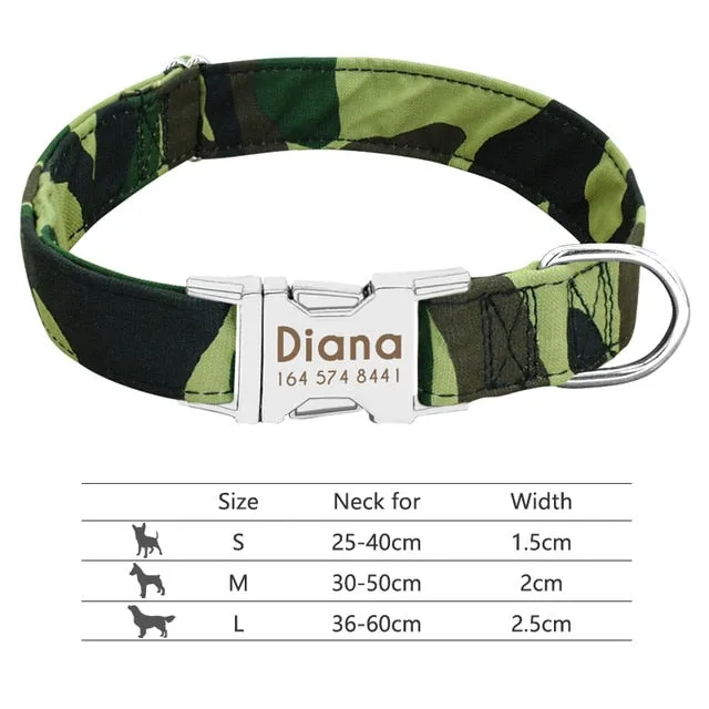 Nylon Custom Engraved Dog Collar w/ Reflective Nameplate