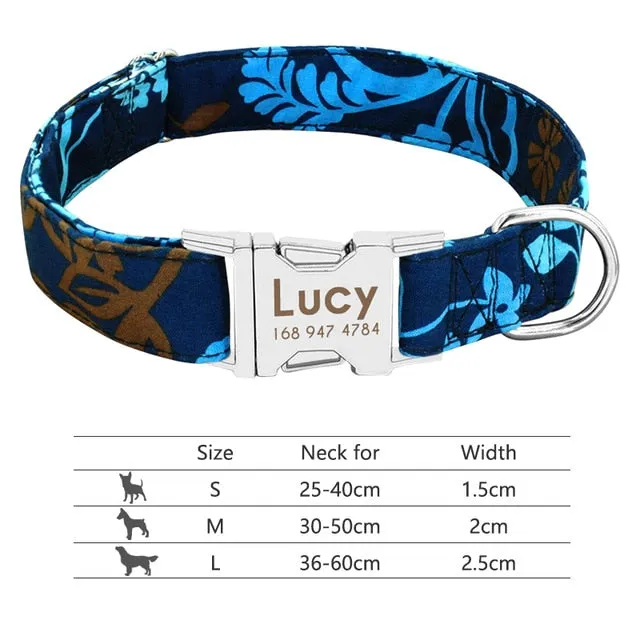 Nylon Custom Engraved Dog Collar w/ Reflective Nameplate