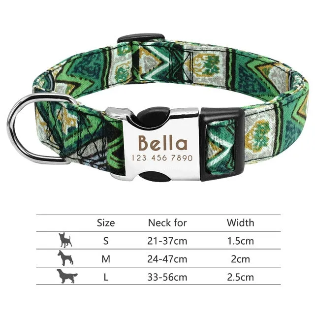 Nylon Custom Engraved Dog Collar w/ Reflective Nameplate