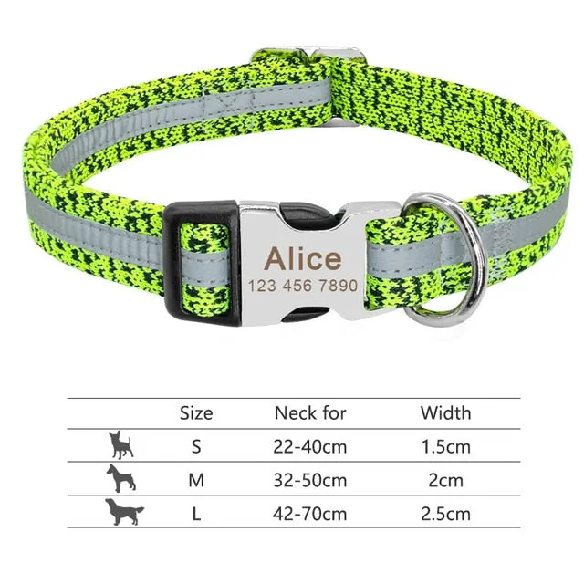 Nylon Custom Engraved Dog Collar w/ Reflective Nameplate