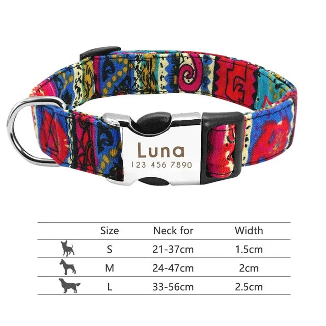 Nylon Custom Engraved Dog Collar w/ Reflective Nameplate