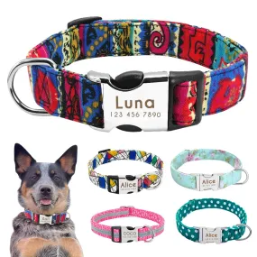 Nylon Custom Engraved Dog Collar w/ Reflective Nameplate