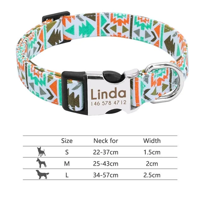 Nylon Custom Engraved Dog Collar w/ Reflective Nameplate