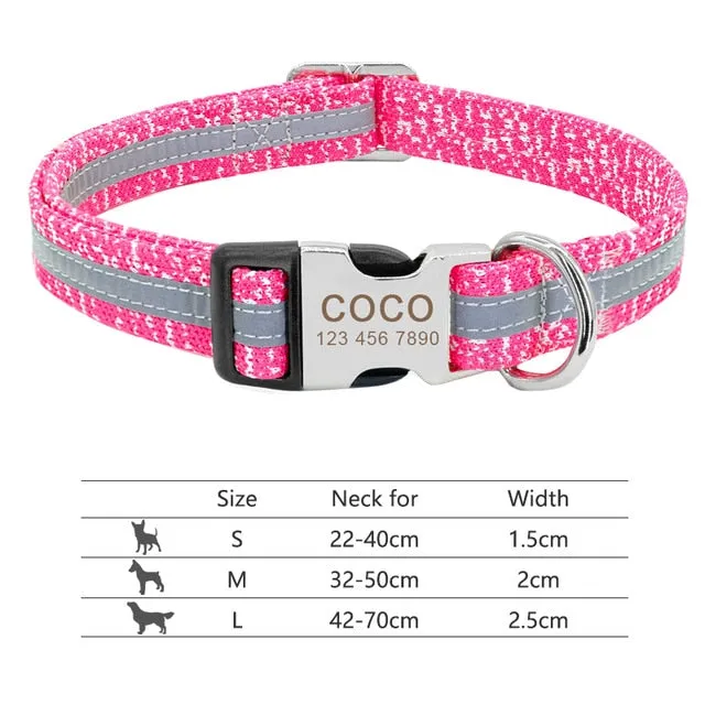 Nylon Custom Engraved Dog Collar w/ Reflective Nameplate