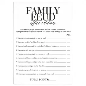 Office Family Feud Questions and Answers Printable