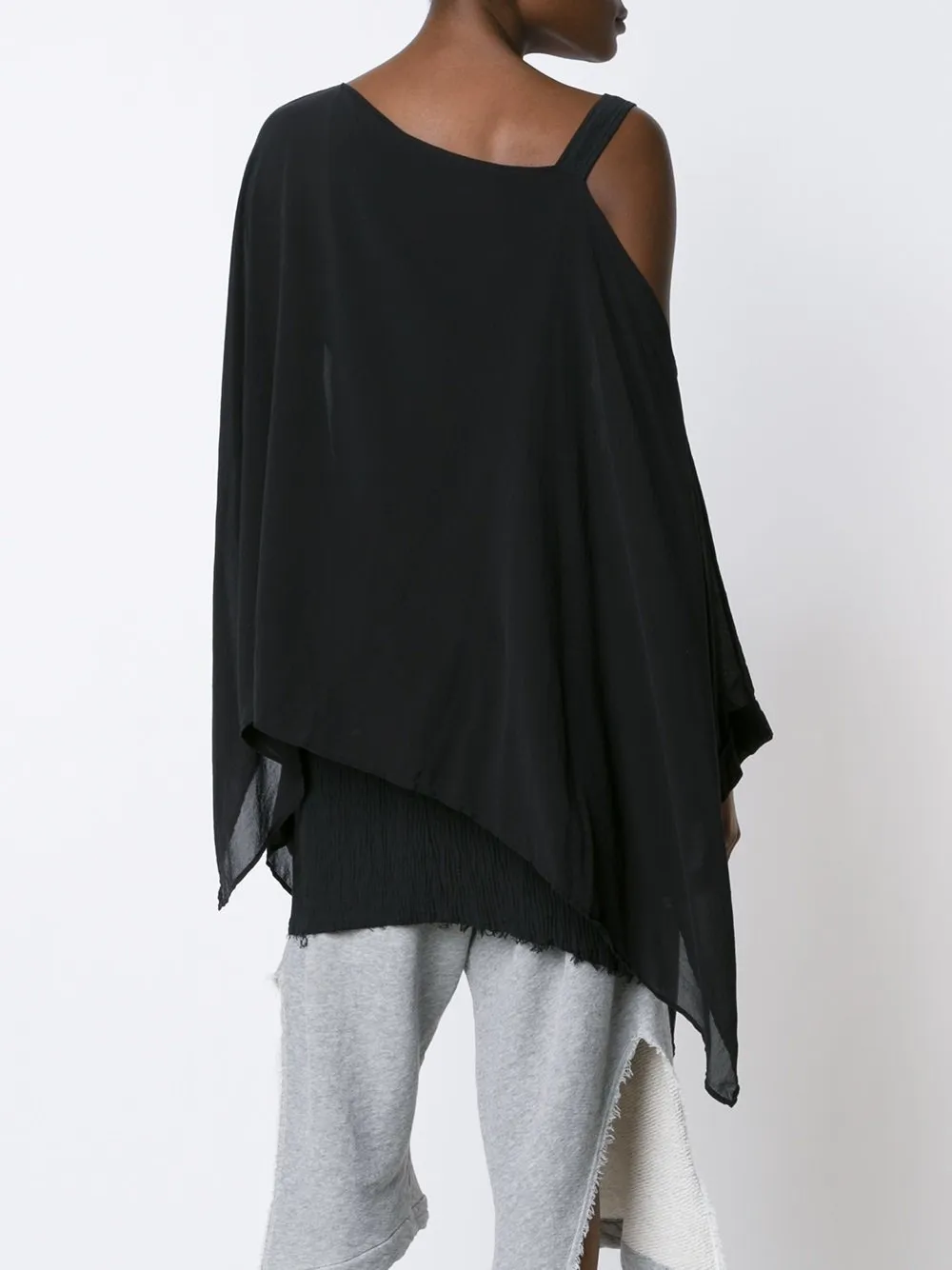 One Shoulder Asymmetric Tunic Black