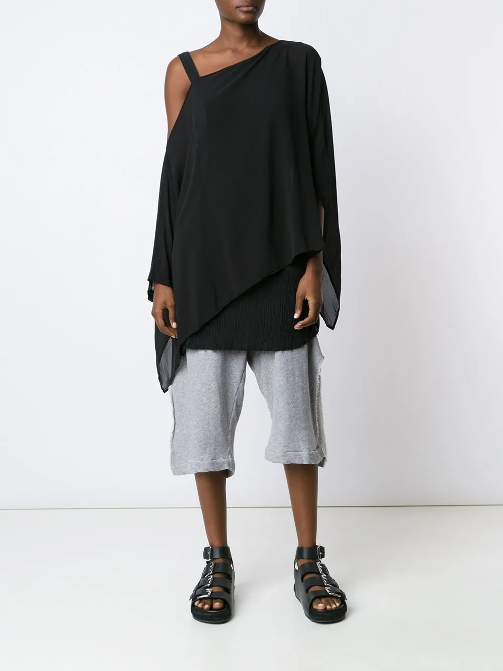One Shoulder Asymmetric Tunic Black