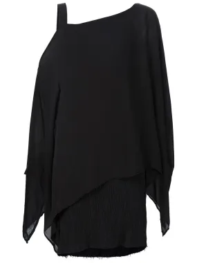 One Shoulder Asymmetric Tunic Black