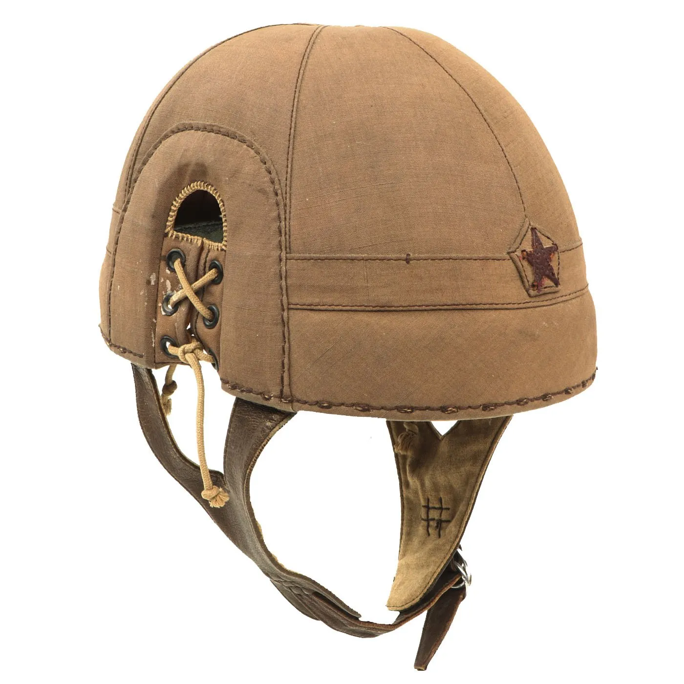 Original Japanese WWII Imperial Japanese Army Tanker Helmet with Markings - dated 1940