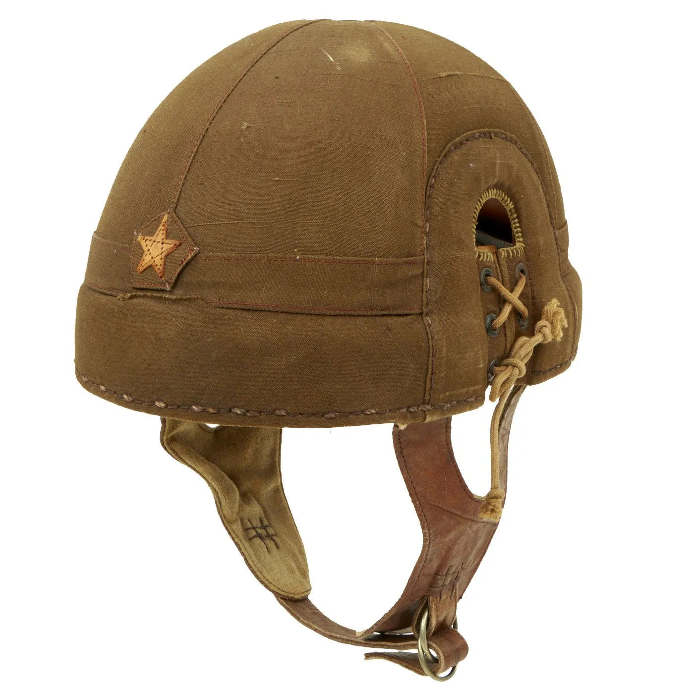 Original Japanese WWII Imperial Japanese Army Tanker Helmet with Markings - dated 1944