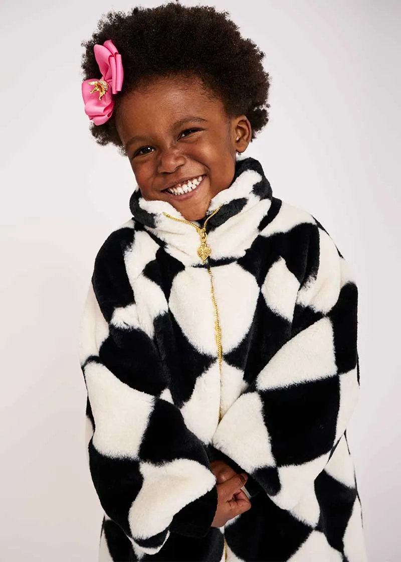 Oscars Diamond Fur Jacket Black/White