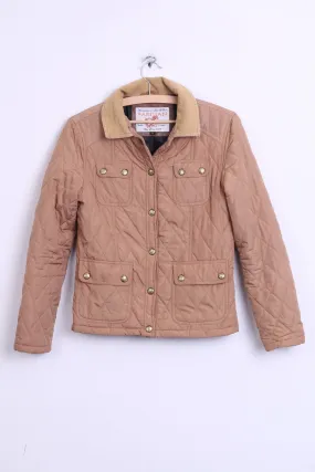 Parisian Womens 8 S Quilted Jacket Beige Patch Handcrafted