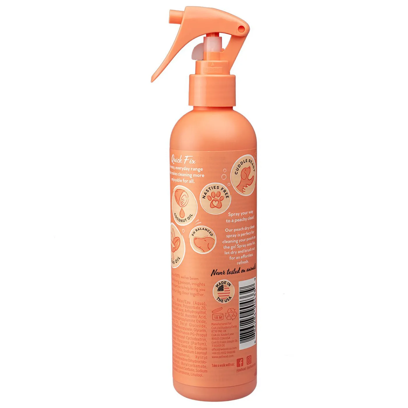 Pet Head Quick Fix Dry Clean Peach Spray 300ml