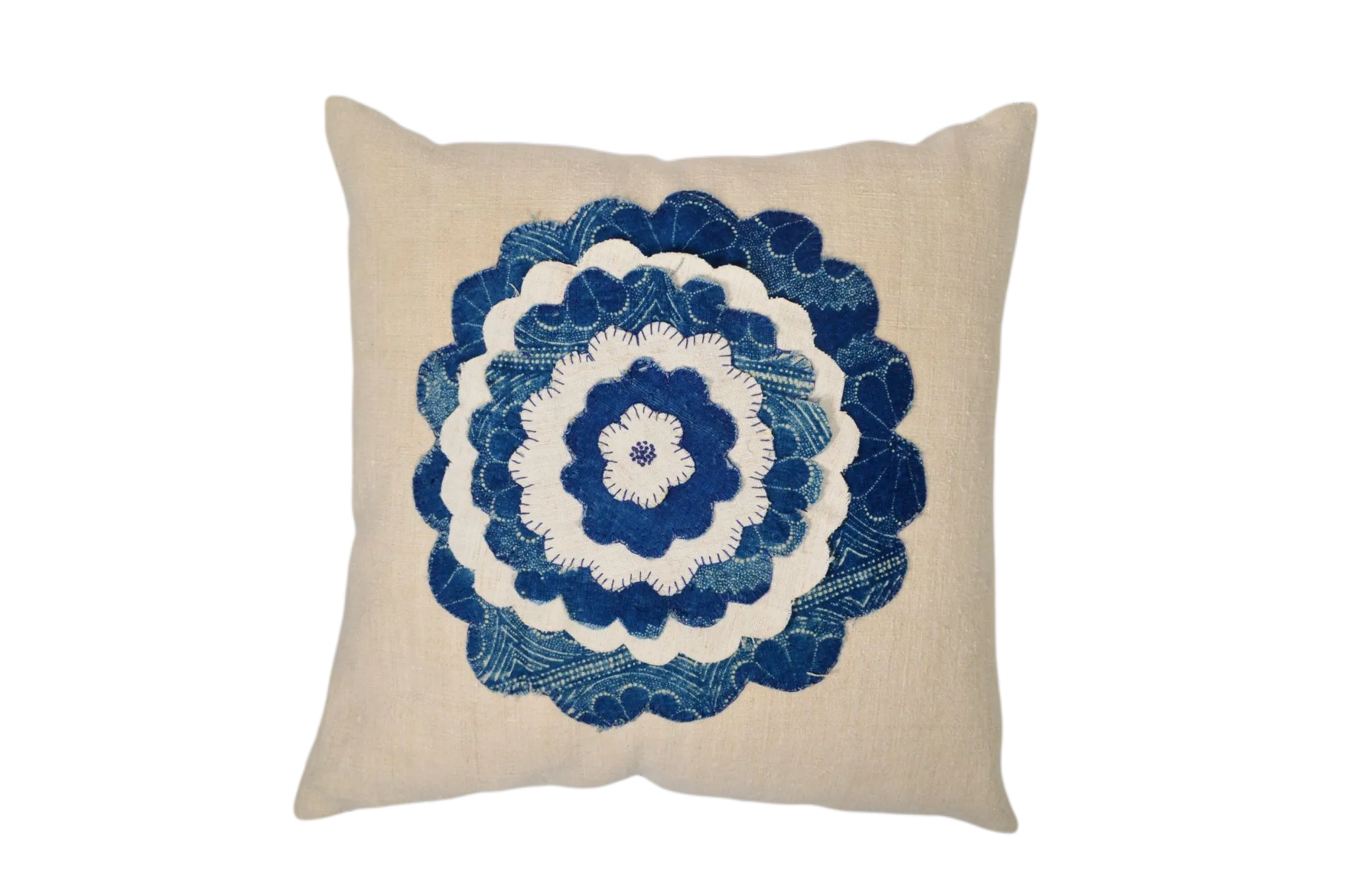 Pillow: Antique handwoven decorative pillow with apliqué - P476