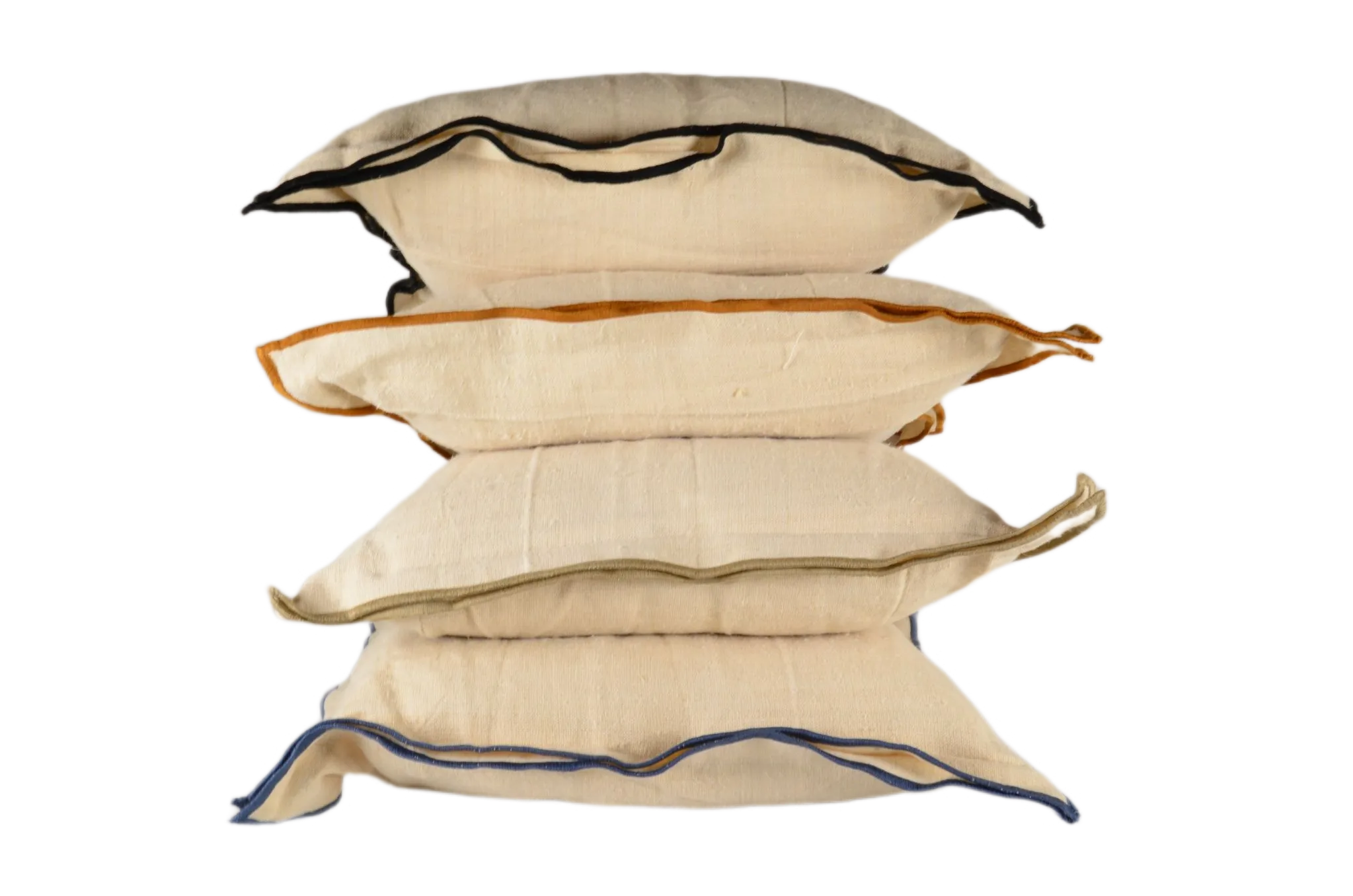 Pillow: Antique handwoven decorative pillow with Taupe trim- P466